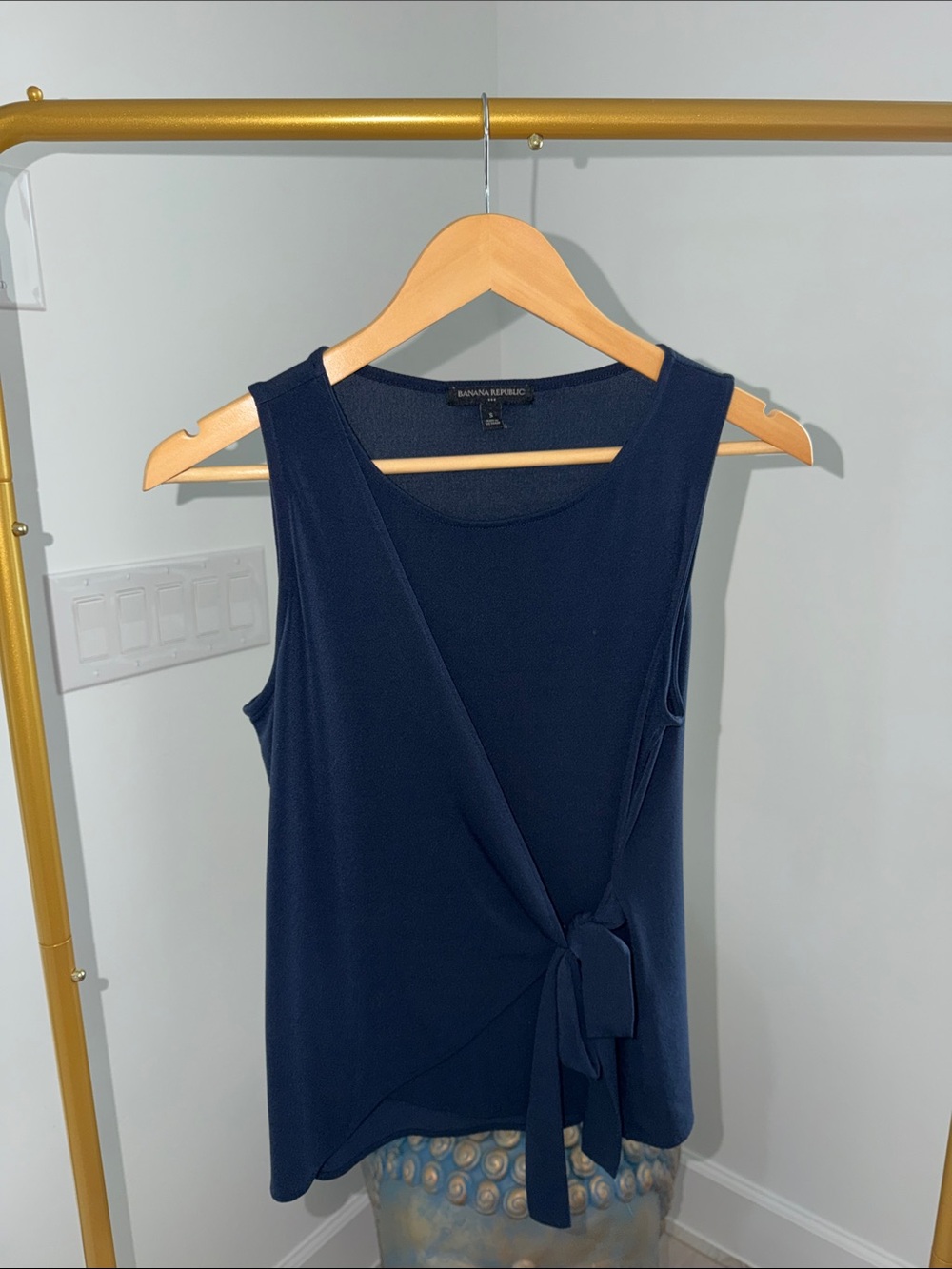Banana Republic Navy Sleeveless Wrap Tie Top